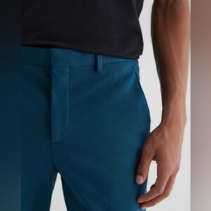 Men's Zara Teal Green Oxford Slim Trousers Size 36